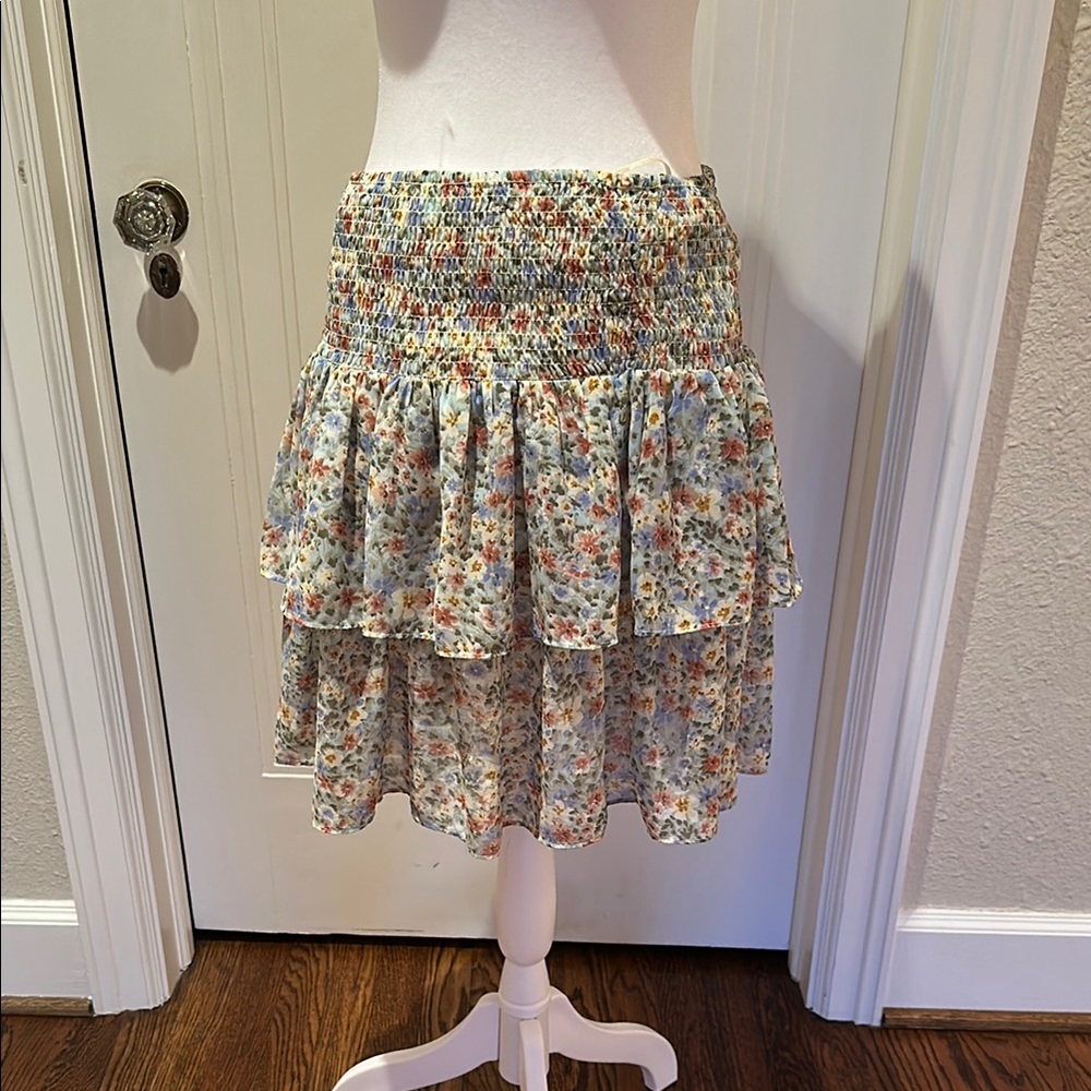 Elan Floral Tiered mini  Skirt